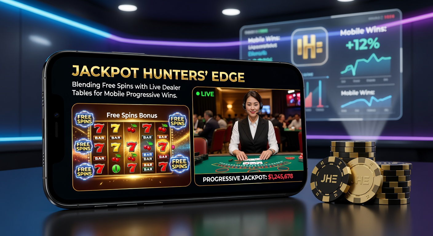 Live-Dealer am Blackjack-Tisch mit mobiler Free-Spins-Oberfläche im Split-Screen, Progressive-Jackpot klettert live
