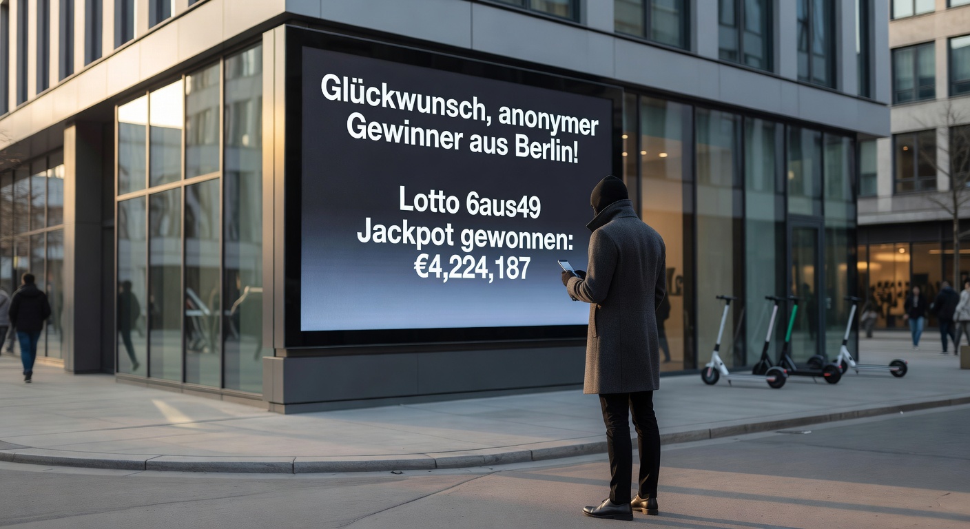 Symbolisches Bild eines Lottoscheins mit Millionengewinn und Berliner Brandenburger Tor